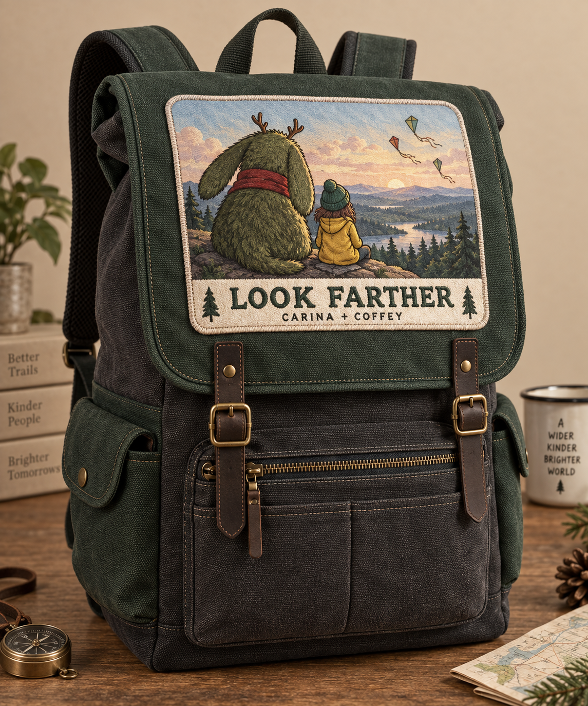 Carina and Coffey Look Farther knapsack