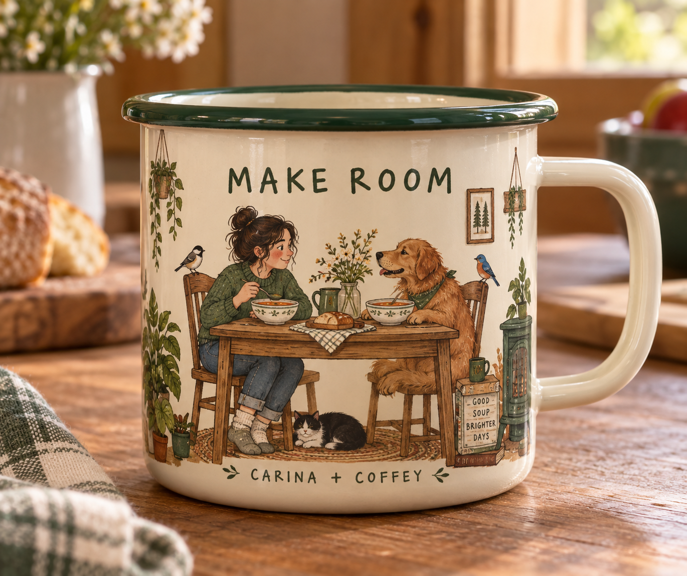 Carina and Coffey enamel camp mug