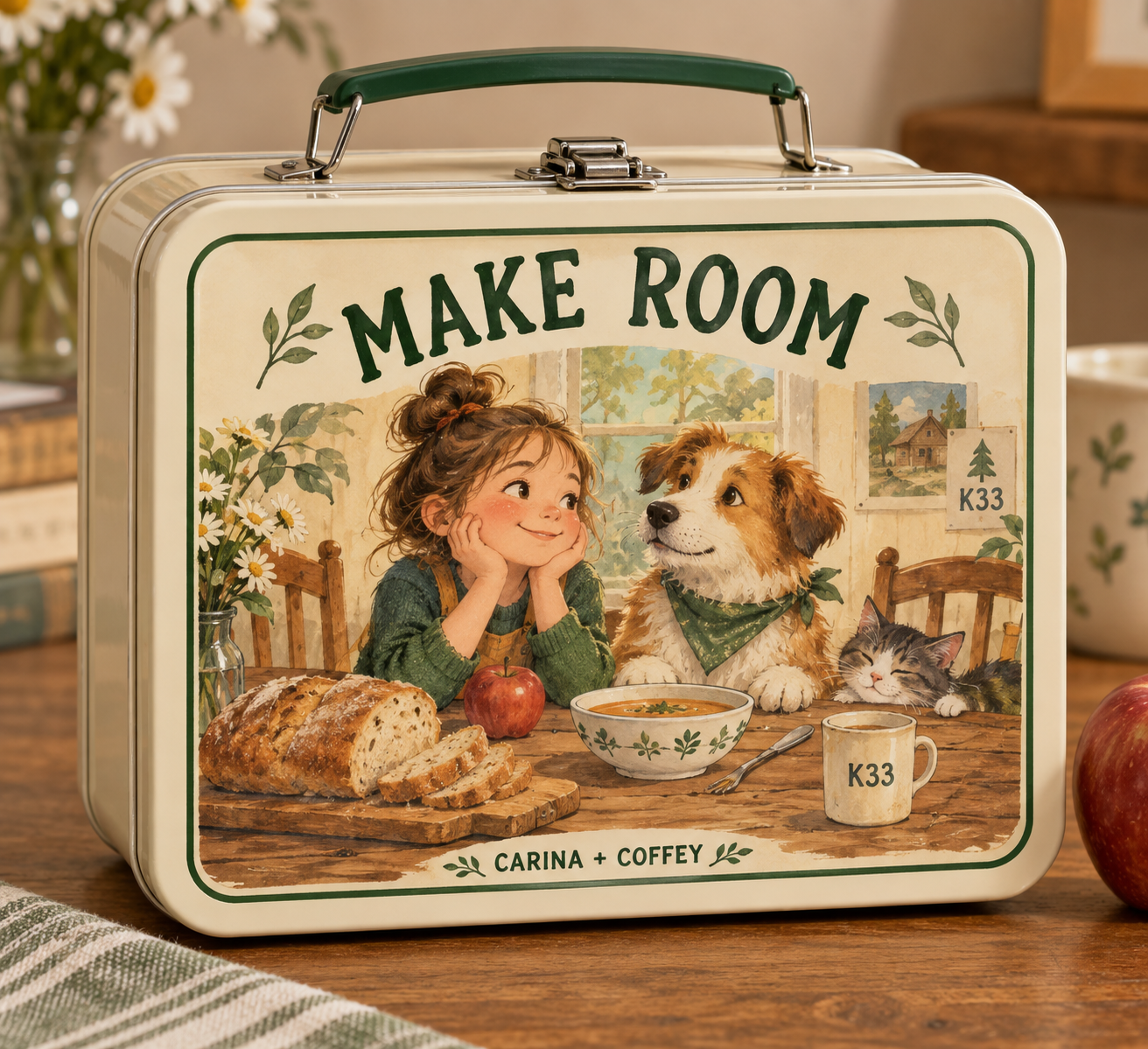 Carina and Coffey Make Room lunch box