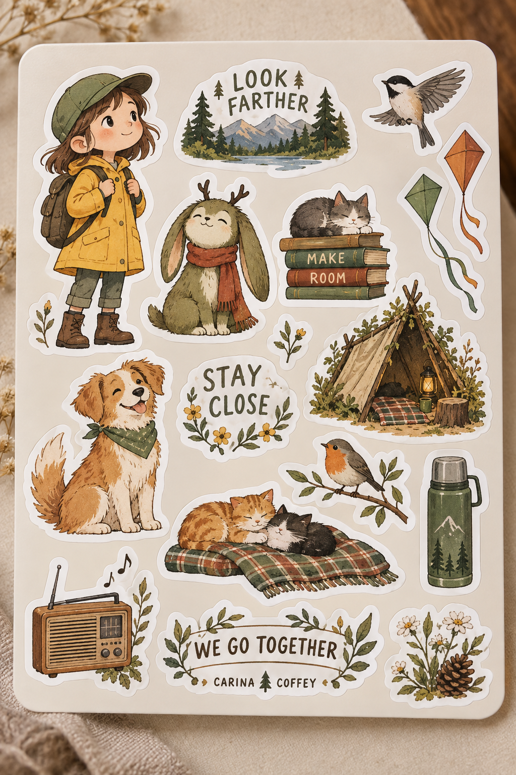 Carina and Coffey vinyl sticker sheet